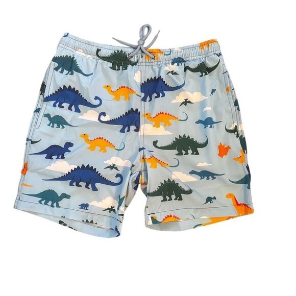 Mevireiy Boys Dinosaur Print Swim Trunks Size 10-12 Blue Beach Shorts - Picture 1 of 6
